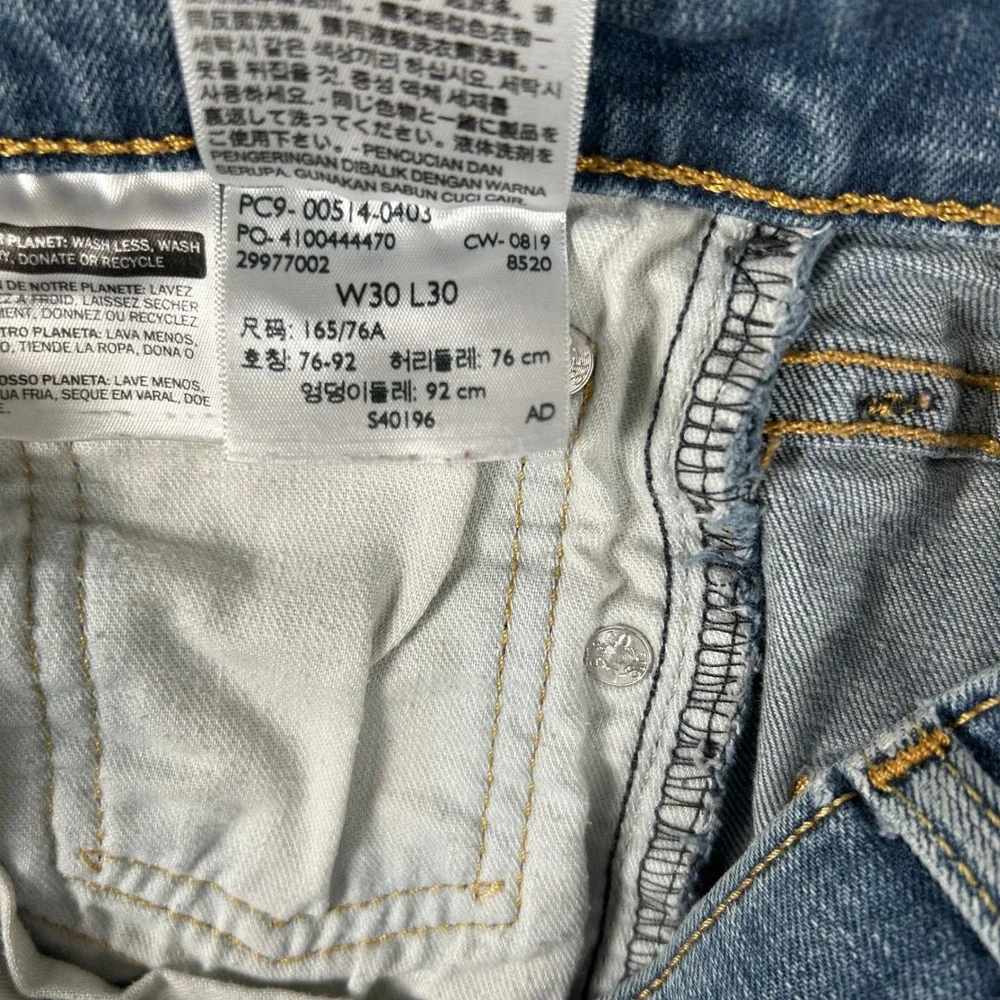 Levi's 514 Straight Fit Jeans Mens 30x30 Light Wash Denim Blue Pants